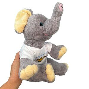 2001 The Bear Factory Gray Plush Elephant Toy With T-Shirt Stuffed Animal
